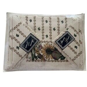 Vintage Stevens Linen Placemats Napkins Cup Towel Original Packaging Flowers